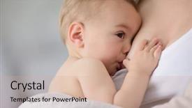  Presentation with breast feeding - PPT theme consisting of mom breast feeding baby girl background and a soft green colored foreground