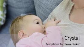  Presentation with breast feeding - Colorful PPT theme enhanced with mom breast feeding baby girl backdrop and a lemonade colored foreground