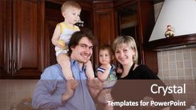  Presentation with family - Amazing PPT theme having mom dad parent kissing young baby - family background house family safety backdrop and a  colored foreground