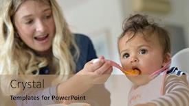  Presentation with mom baby - Slides with mom-feeding-8-month-old background and a coral colored foreground