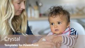  Presentation with mom baby - Theme featuring mom-feeding-8-month-old background and a coral colored foreground