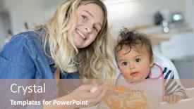  Presentation with mom baby - Beautiful slide set featuring mom-feeding-8-month-old backdrop and a coral colored foreground