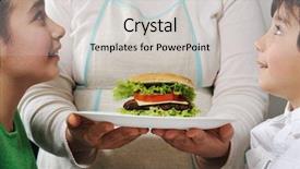  Presentation with snack - Presentation design having mom giving snack to children background and a light gray colored foreground