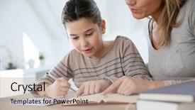  Presentation with mom - Slide set with mom helping kid with homework background and a  colored foreground