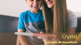  Presentation with pregnant mom - Audience pleasing slide set consisting of mom-is-showing-her-son backdrop and a tawny brown colored foreground