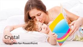  Presentation with mom daughter - Presentation theme with reads a kid's book background and a lemonade colored foreground