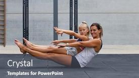  Presentation with mom - PPT theme having mom-mum-or-mother-excersing background and a gray colored foreground