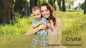  Presentation with veteran mom child - Presentation theme with mom playing with her child background and a  colored foreground