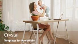  Presentation with mom baby - Beautiful PPT layouts featuring mom-plays-with-her-baby backdrop and a coral colored foreground