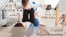  Presentation with mom - Slide set featuring mom-plays-with-her-son background and a  colored foreground