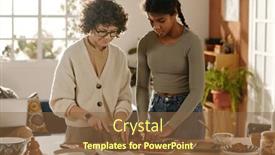  Presentation with mom - Presentation theme consisting of mom-preparing-breakfast-together background and a tawny brown colored foreground