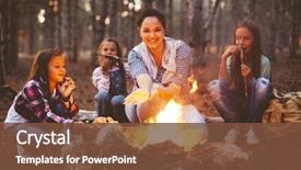  Presentation with forest fire - Slide deck with mom sitting by the fire background and a tawny brown colored foreground