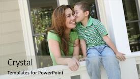  Presentation with mom - Presentation theme having mom son - young boy kissing his pretty background and a light gray colored foreground
