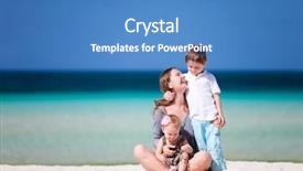  Presentation with mom kids - Beautiful PPT theme featuring mom son - young mother with her two backdrop and a  colored foreground