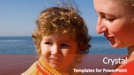  Presentation with mom daughter - Presentation consisting of mom talks to the daughter about the future seacoast background and a crimson colored foreground