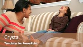  Presentation with mom daughter - Cool new presentation design with mom tickles her daughter while on the couch backdrop and a coral colored foreground