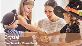  Presentation with mom kids - Colorful PPT layouts enhanced with mom treats children with candy backdrop and a coral colored foreground