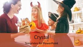  Presentation with kids candy - PPT layouts featuring mom treats children with candy background and a red colored foreground