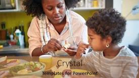  Presentation with mom and newborn - Amazing presentation theme having mom-with-female-kid backdrop and a coral colored foreground