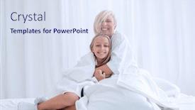  Presentation with mom daughter - Amazing PPT layouts having mom with her little daughter backdrop and a sky blue colored foreground