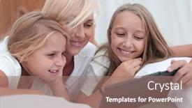  Presentation with mom - Presentation design enhanced with mom-with-her-little-girls background and a coral colored foreground