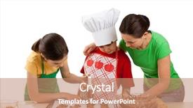 Presentation with mom kids - Cool new presentation theme with mom with kids making cakes backdrop and a coral colored foreground