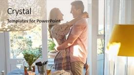  Presentation with dinner party - Colorful slide set enhanced with moment before their guest backdrop and a soft green colored foreground