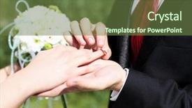  Presentation with bride and groom - PPT layouts having moment when the groom put background and a tawny brown colored foreground