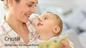  Presentation with baby book - Colorful PPT theme enhanced with moment with mother reading book backdrop and a lemonade colored foreground