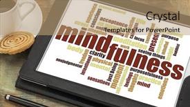  Presentation with mindfulness - Cool new slide deck with moments clarity - mindfulness word cloud backdrop and a  colored foreground