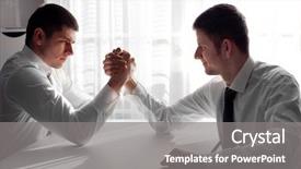  Presentation with wrestling - Presentation design enhanced with momentum - arm wrestling of business people background and a gray colored foreground
