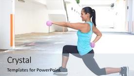  Presentation with woman sport - Theme having momentum - beautiful hispanic sport woman doing background and a light blue colored foreground