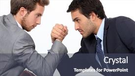  Presentation with wrestling - Slide deck having momentum - men arm wrestling background and a ocean colored foreground