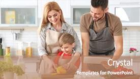  Presentation with cooking equipment kitchen utensils - Slide set consisting of mommy - family cooking in kitchen cooking background and a coral colored foreground