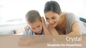  Presentation with digital instruction - Amazing PPT theme having mommy with little boy playing backdrop and a coral colored foreground