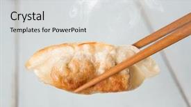  Presentation with vintage food - Cool new theme with momo son - close up fresh pan fried backdrop and a light gray colored foreground