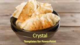  Presentation with rustic - Colorful presentation enhanced with momo son - close up fresh pan fried backdrop and a tawny brown colored foreground