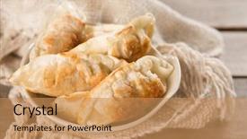  Presentation with bowl - Amazing PPT layouts having momo son - fresh pan fried dumplings backdrop and a coral colored foreground