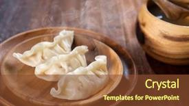 Presentation with momos - Slide set consisting of momos - fresh dumplings with hot steams background and a tawny brown colored foreground