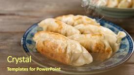  Presentation with dumpling - Beautiful slide set featuring momos - fresh pan fried dumpling backdrop and a tawny brown colored foreground