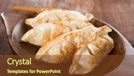  Presentation with asian paint vintage style old - Cool new PPT theme with momos - fresh pan fried dumplings backdrop and a tawny brown colored foreground