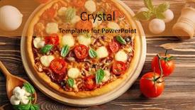  Presentation with mushrooms - Cool new presentation theme with momos - fresh pizza with tomatoes cheese backdrop and a gold colored foreground