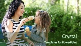  Presentation with mom daughter - Beautiful PPT theme featuring momos - happy mom and daughter walk backdrop and a tawny brown colored foreground
