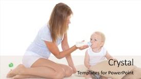  Presentation with baby bottle - Colorful theme enhanced with momos - young mother feeding baby backdrop and a  colored foreground