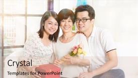  Presentation with happy mothers day - Beautiful PPT theme featuring moms birthday - happy mothers day asian senior backdrop and a lemonade colored foreground