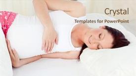  Presentation with medicine pregnant woman - Presentation design enhanced with momy sleep - caucasian pregnant woman resting background and a lemonade colored foreground