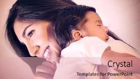  Presentation with young mothers - Beautiful slide deck featuring momy sleep - closeup portrait of cute little backdrop and a lemonade colored foreground