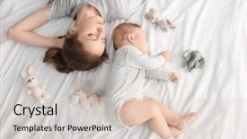  Presentation with sleeping baby - PPT layouts enhanced with momy sleep - mother with her baby sleeping background and a lemonade colored foreground