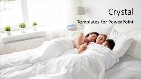  Presentation with rest - Colorful slide set enhanced with momy sleep - people family and rest concept backdrop and a white colored foreground