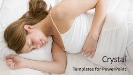  Presentation with pregnant woman - Amazing slide deck having momy sleep - pregnant woman lying in bed backdrop and a mint green colored foreground